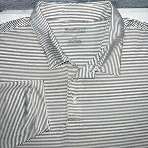 San Soleil Mens XL White Striped UPF 50 Golf Long Sleeve Breathable Shirt